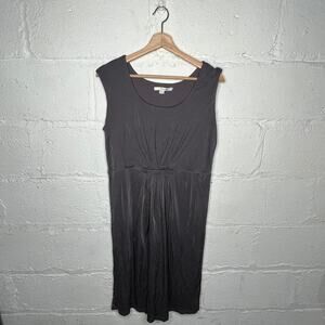 Boden Women's Scoop Neck Pleated Gray Sleeveless Silk Blend Dress Size 12 Long